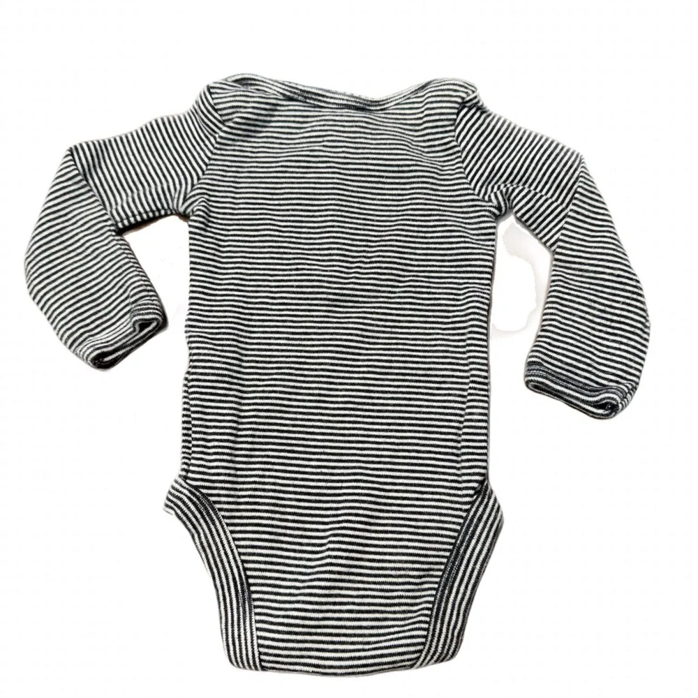 Carter's Black and White Striped Bodysuit with Heart Appliqué